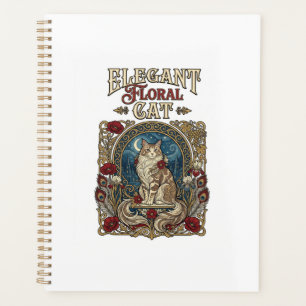 Elegante florale Katze Art Nouveau Vintage Vektor  Planer