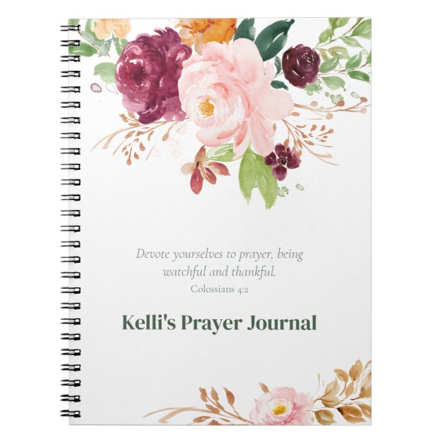Elegante florale Kolossians 4:2 Prayer Journal Notizblock (Vorderseite)