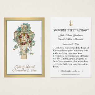 Elegante Florale Kreuz Hochzeit Heilige Gebetskart