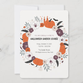 Elegante Florale Kürbis Halloween-Party-Einladung Einladung