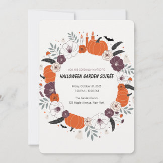 Elegante Florale Kürbis Halloween-Party-Einladung Einladung