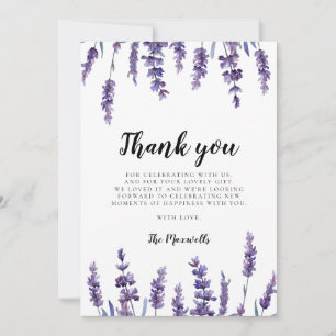 Elegante florale Lavendel-Baby-Party Dankeskarte
