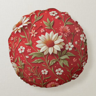 Elegante florale leuchtend rote Margerite Rundes Kissen