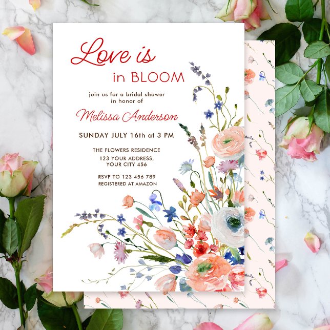 Elegante florale Liebe ist in Bloom Brautparty Einladung (Von Creator hochgeladen)