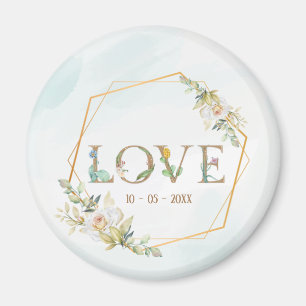 Elegante Florale Liebesgrün Gold Magnet