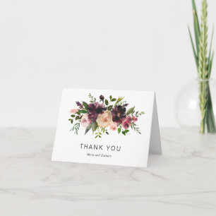 Elegante florale lila-bordeauxrote Wein-Herbst-Hoc Dankeskarte