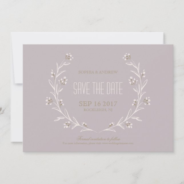 Elegante florale lila rustikale Hochzeit speichern Save The Date (Vorderseite)
