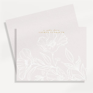 Elegante Florale Linienkunst Persönliche Notizkart Ankündigung