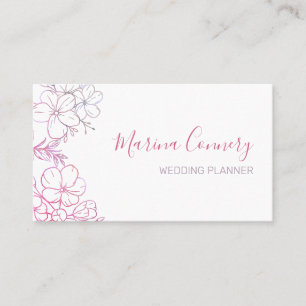 Elegante Florale Linienzeichnung Hochzeitsplaner Visitenkarte