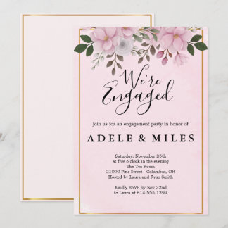 Elegante florale Magnolia Engagement Party Einladung