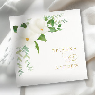 Elegante Florale Magnolie Hochzeit Serviette