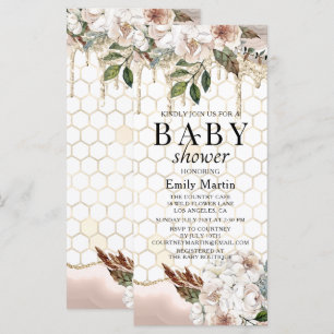 Elegante florale Marmor-Baby-Party