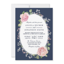 Elegante florale Midnight Blue and Pink Wedding