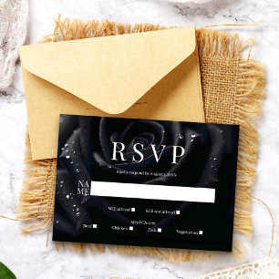 Elegante Florale Mitternachtsrose Schwarz-Weiß-Hoc RSVP Karte