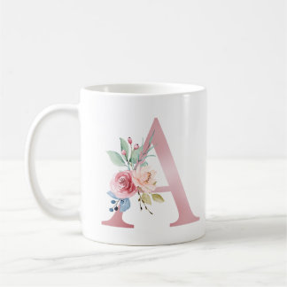 Elegante florale Monogramm A-Tasse Kaffeetasse