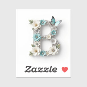 Elegante Florale Monogramm B Vinyl-Aufkleber Aufkleber