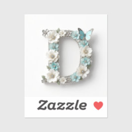 Elegante Florale Monogramm D Vinyl-Aufkleber Aufkleber