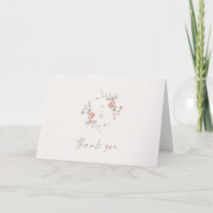Elegante Florale Monogramm Hochzeit Danksagungskar Dankeskarte