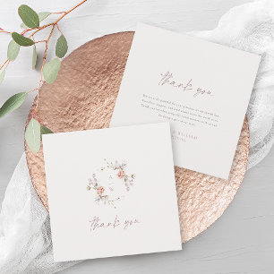 Elegante Florale Monogramm Hochzeits-Dankeskarten Dankeskarte