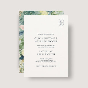 Elegante Florale Monogramm-Hochzeitseinladung Einladung