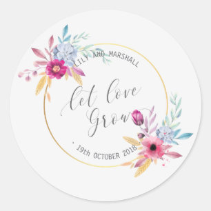 Elegante florale Mr & Mrs Hochzeit   Sticker Siege