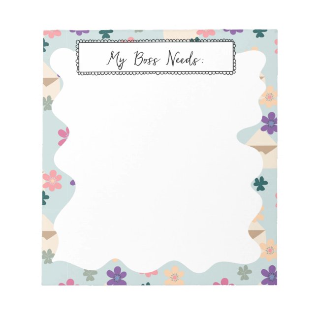 Elegante florale Musterumschläge mit Text Notepad Notizblock (Vorderseite)