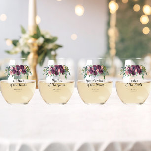 Elegante florale Mutter des Brautgartens Weinglas Ohne Stiel