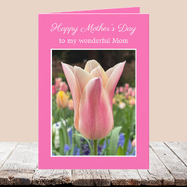 Elegante Florale Muttertags-Karte mit rosa Tulpe Karte