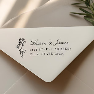 Elegante Florale Paar-Namen Hochzeits-Rücksendeadr Permastempel