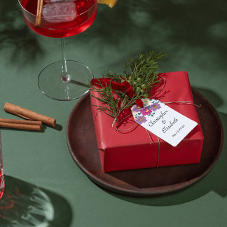 Elegante Florale Personalisierte Hochzeit Geschenkanhänger