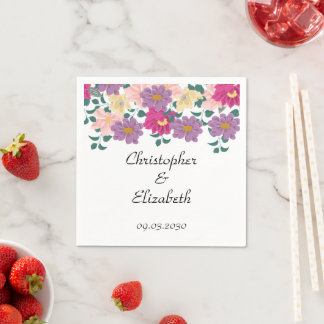 Elegante Florale Personalisierte Hochzeit Serviette