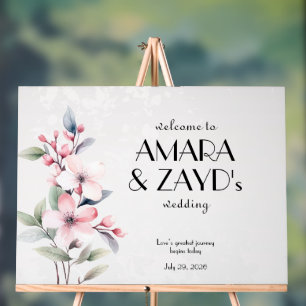 Elegante Florale Personalisierte Hochzeitsbegrüßun Acrylschild