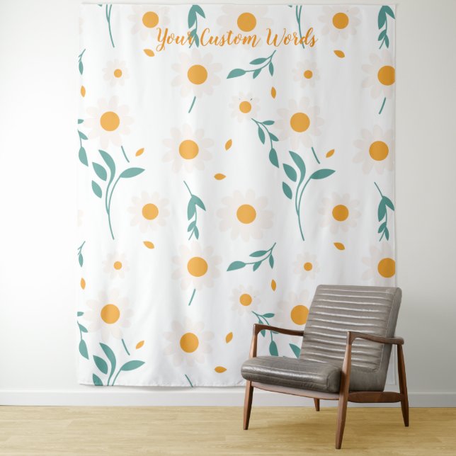 Elegante florale personalisierte Wörter  Wandteppich (Beispiel)