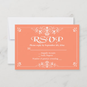 Elegante Florale Pfirsich- und Weiße RSVP-Hochzeit RSVP Karte