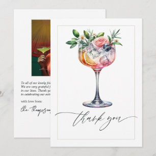 Elegante Florale Pink Cocktail Brautparty Foto Dankeskarte
