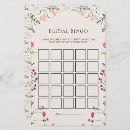 Elegante florale Pink Green Bridal Bingo Game Card