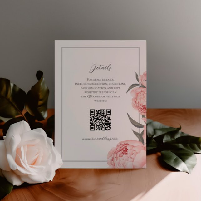 Elegante florale Pink Peony Enclosure Card Begleitkarte (Von Creator hochgeladen)