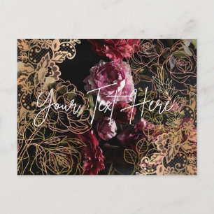 Elegante florale Postkarte Schwarzes Leder Rose Go