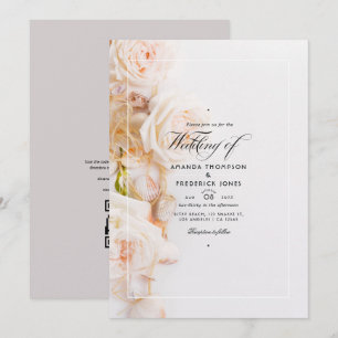 Elegante florale QR-Code-RSVP-Strandhochzeit Einladung