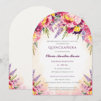 Elegante Florale Quinceañera Einladung