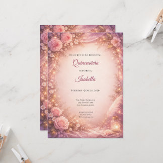 Elegante Florale Quinceañera-Einladung Einladung