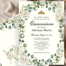 Elegante Florale Quinceanera-Einladung Elfenbeinbl