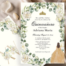 Elegante Florale Quinceanera-Einladung Goldenes Kl