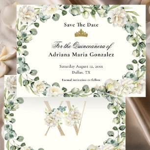 Elegante Florale Quinceanera-Save-the-Date-Karte Save The Date