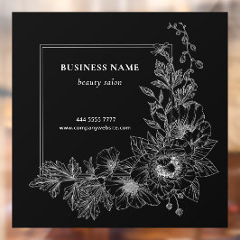Elegante Florale Rand-Schönheitssalon Schwarz und Fensteraufkleber