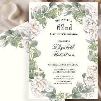 Elegante Florale Randgestaltung zum 82. Geburtstag Einladung