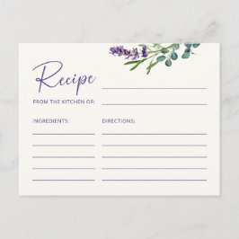 Elegante florale Rezept-Karte für die Brücke Postkarte