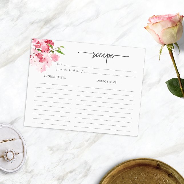 Elegante florale Rezeptionskarte (Elegant Watercolor Floral Recipe Card
)