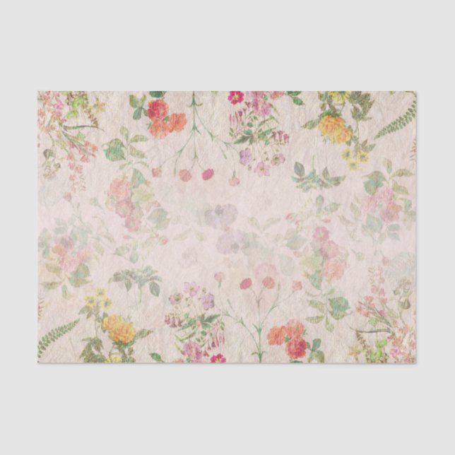 Elegante florale Romantische Rosa Hochzeit Wilde B Seidenpapier (Vorderseite)