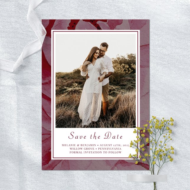 Elegante florale Romantische Save the Date Fotokar Einladung (Elegant Floral Romantic Save The Date Photo Card)